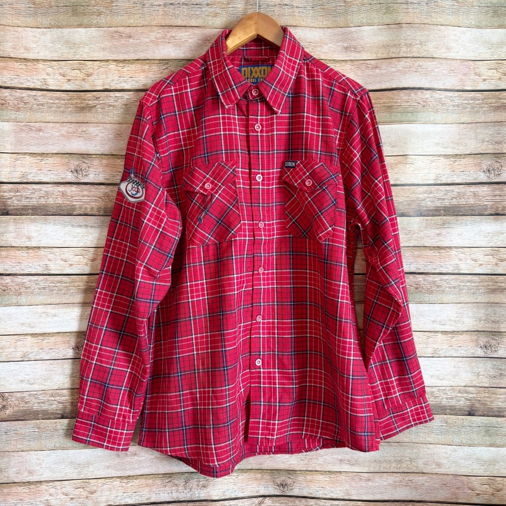 DIXXON Flannel Company Men's The Dirte Joe Dirt Red Plaid Shirt Size Large